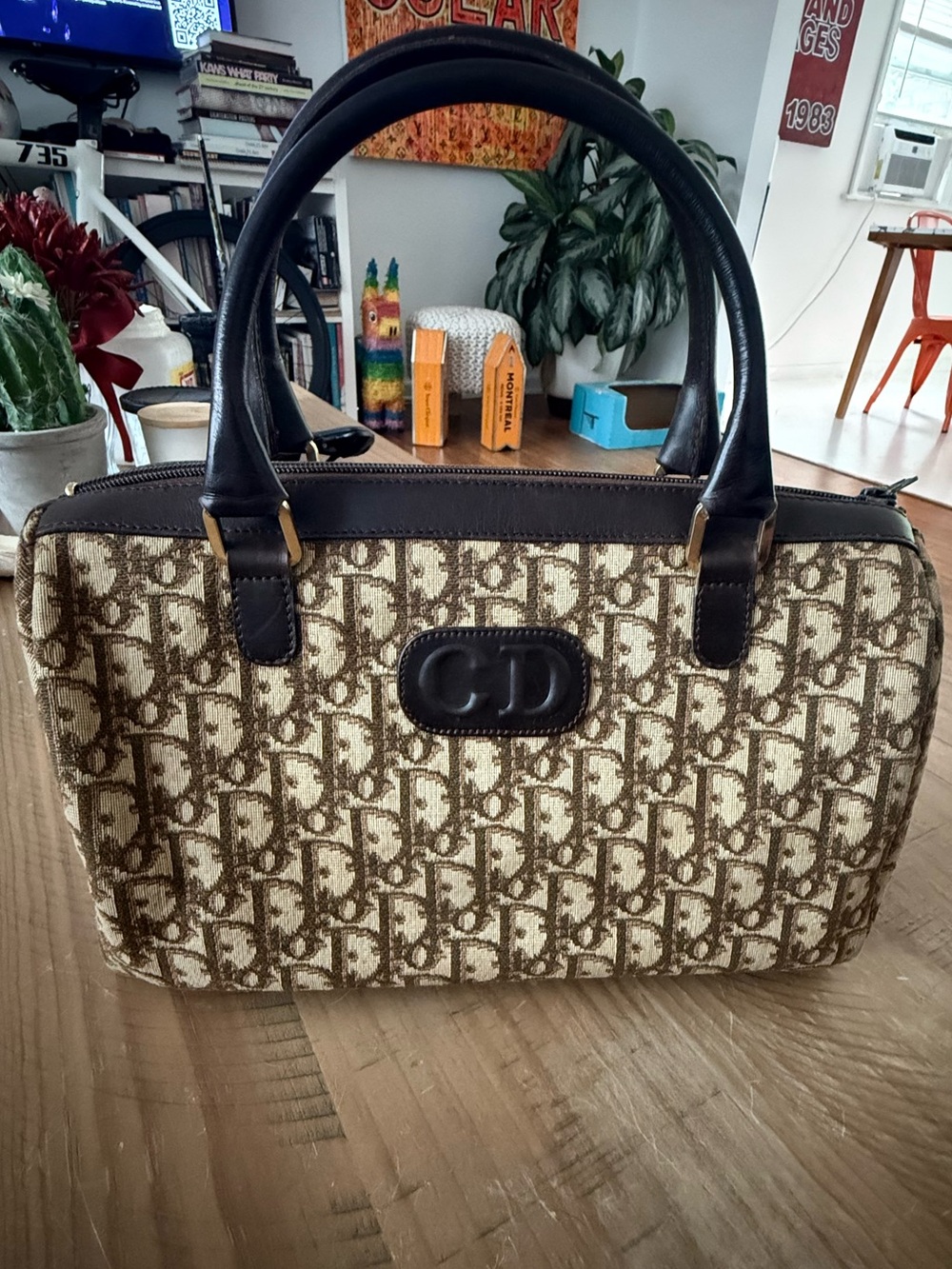 Dior Beige and Brown Monogram Satchel